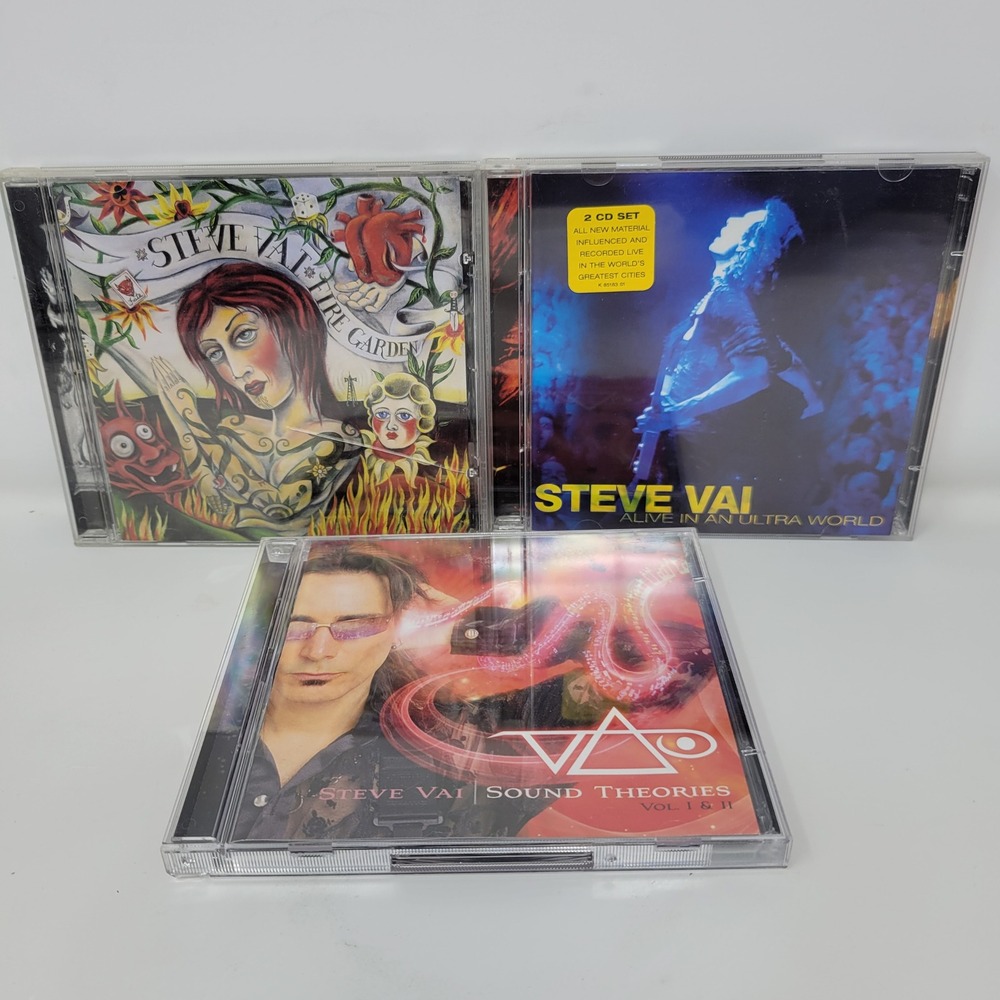 Steve Vai 3 CD Lot Fire Garden Alive in an Ultra World Sound Theories Vol I & II